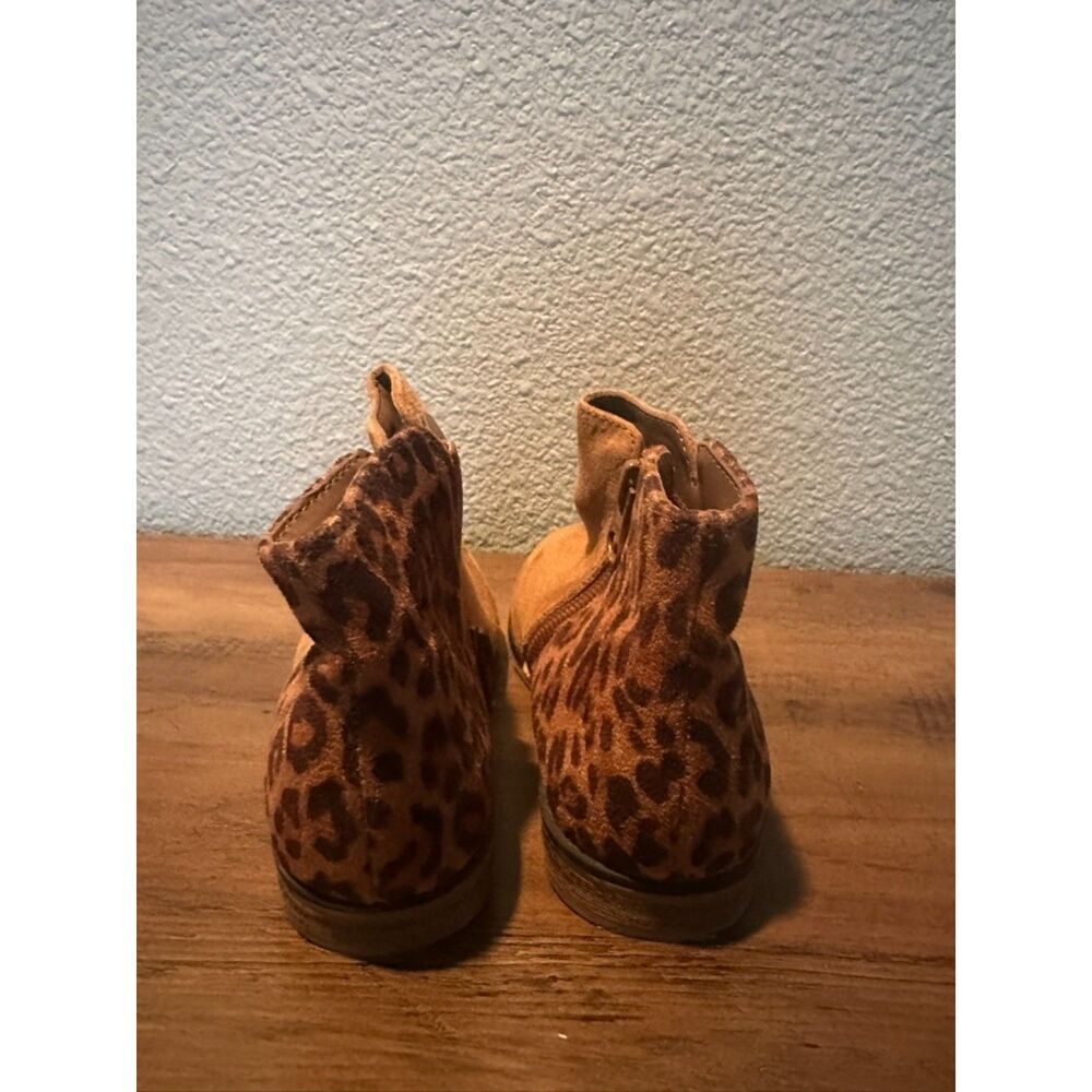 Cat & Jack Brown Ankle Girl Booties with Leopard Print Size 10 - Picture 6 of 9